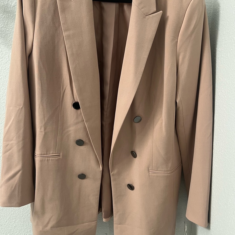 a new day Women's Beige Double-Breasted Blazer